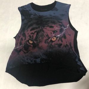 Allsaints Sleeveless Tiger Cropped Cotton Tank Top